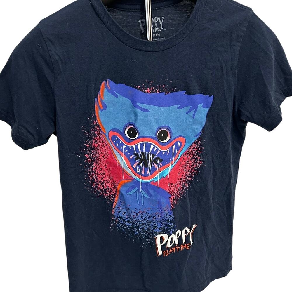 Poppy Playtime Black short sleeve tshirt Huggy Wuggy  boys sz Med